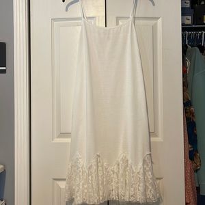 White dress slip with lace bottom